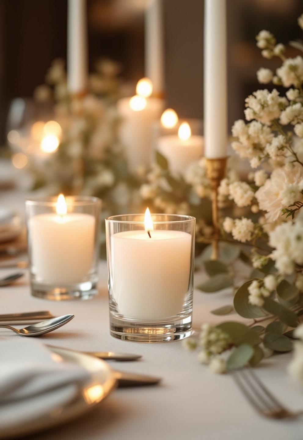 long burning votive candles in event candle holders