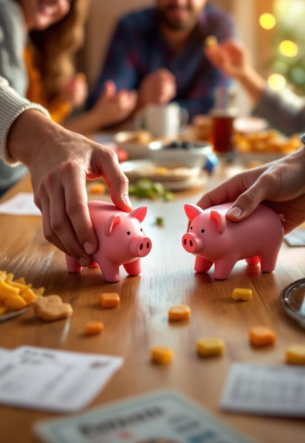 pig dice travel case and game accessories on party table