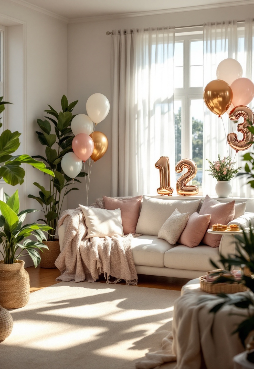 Anniversaire ballon : déco pro, écolo et sans stress 2 Guirlande de ballon anniversaire pastel installée dans un salon familial