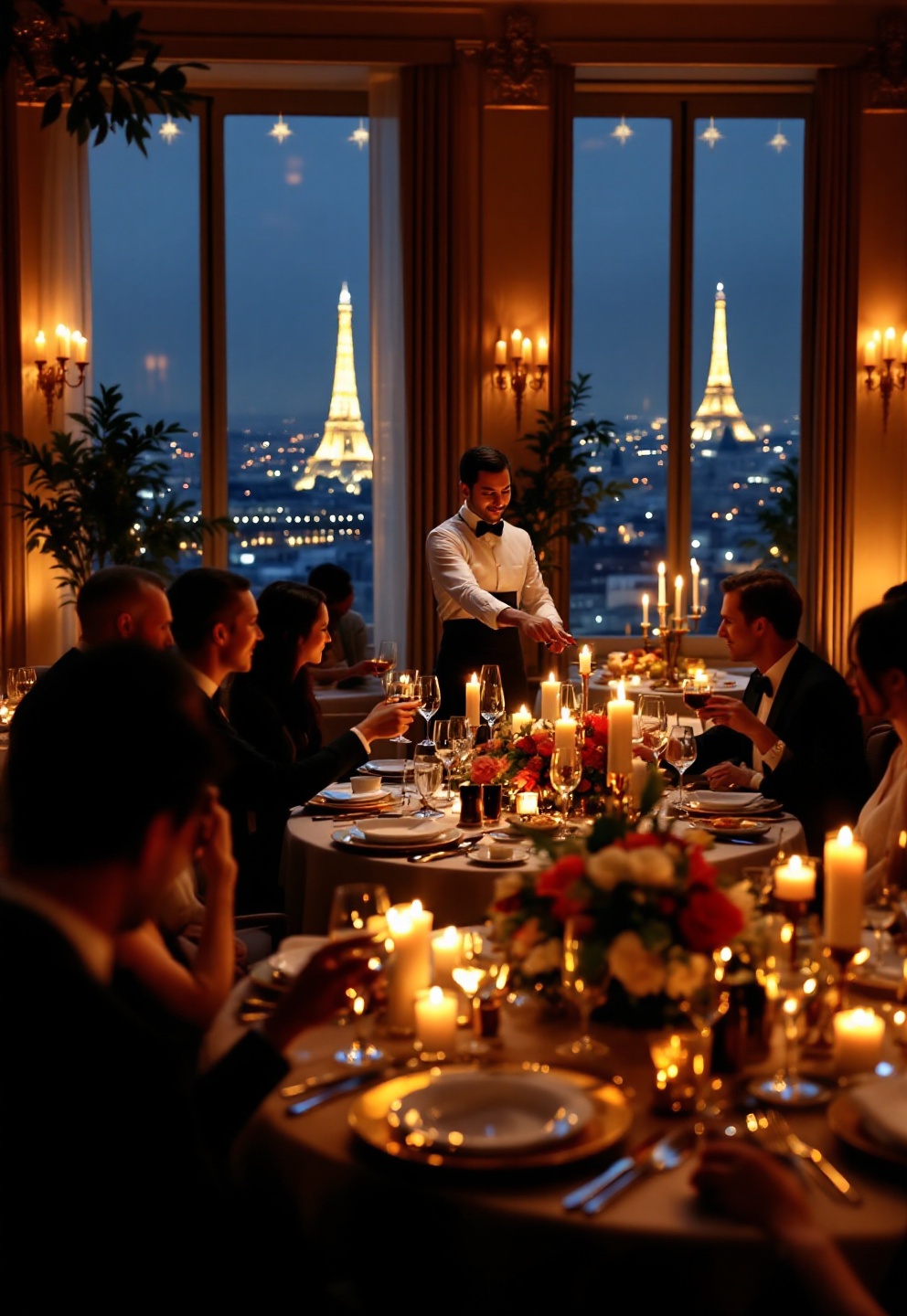 Scénographie traiteur haut de gamme pour un dîner culturel à Paris