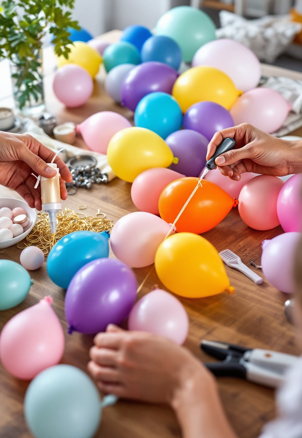 Anniversaire ballon : déco pro, écolo et sans stress 3 Ballons pastel et chiffres alu disposés en arche pour une fête, rendu professionnel à petit budget