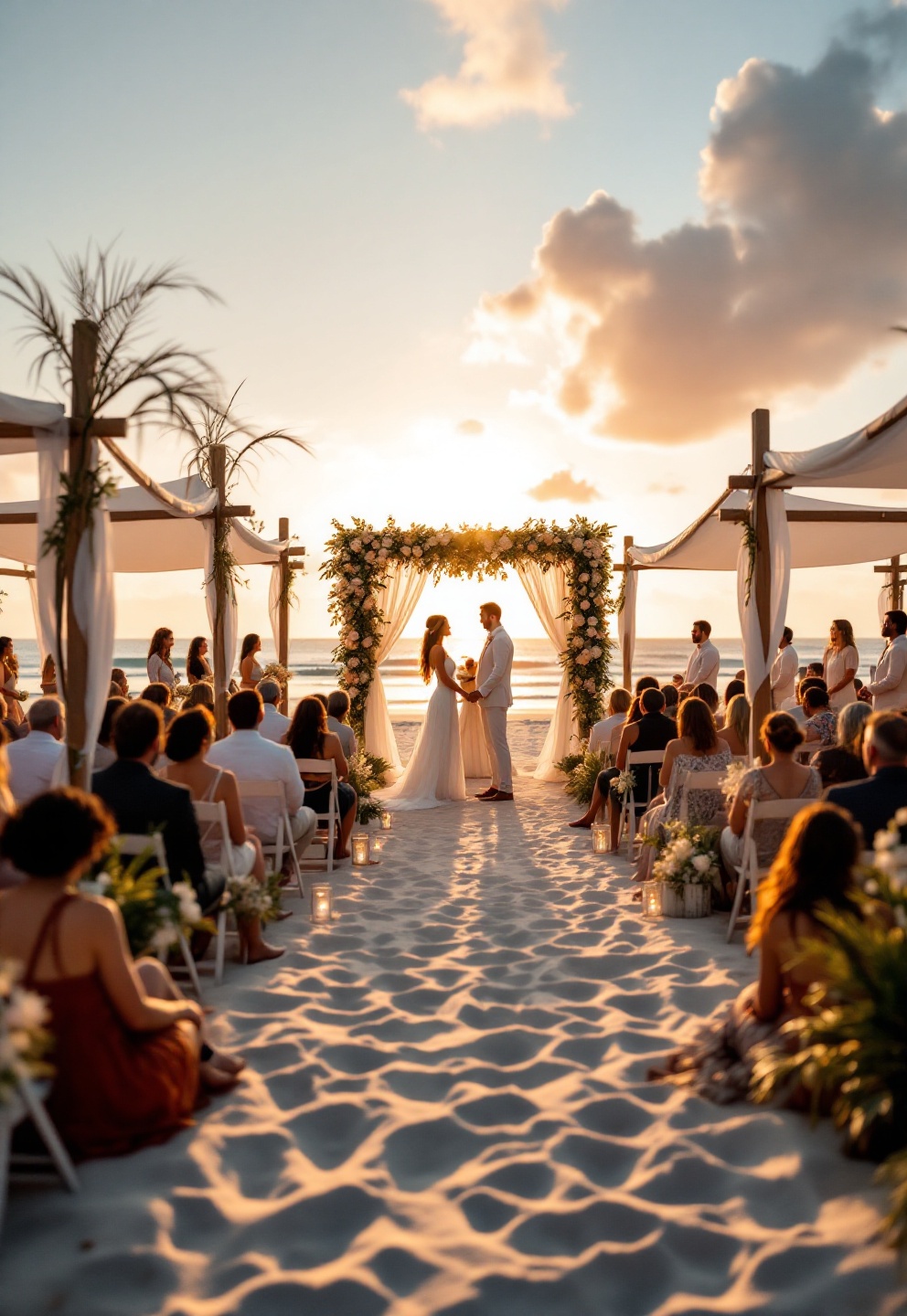 Beach wedding venues: plan tides, permits, and backups 4 Minimalist wedding setup with weighted chairs and low driftwood arrangements on the coast